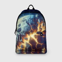 Рюкзак с принтом Взрыв планеты - космос от нейросети для любого человека, вид спереди №3. Цвет основы: белый