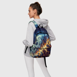 Рюкзак с принтом Взрыв планеты - космос от нейросети для любого человека, вид спереди №4. Цвет основы: белый