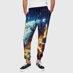 Взрыв планеты - космос от нейросети – Мужские брюки 3D с принтом купить