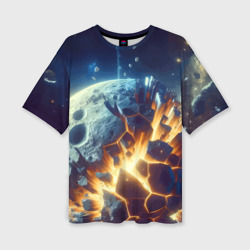 Взрыв планеты - космос от нейросети – Женская футболка oversize 3D с принтом купить со скидкой в -50%