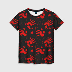 Blood hands  паттерн – Женская футболка 3D с принтом купить со скидкой в -26%