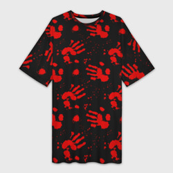 Blood hands  паттерн – Платье-футболка 3D с принтом купить