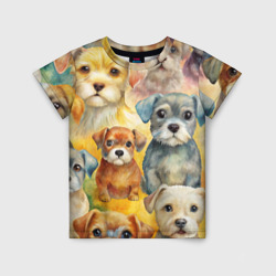 Красочный паттерн с щенками – Детская футболка 3D с принтом купить со скидкой в -33%