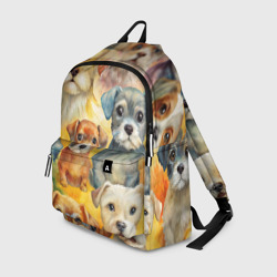 Красочный паттерн с щенками – Рюкзак 3D с принтом купить