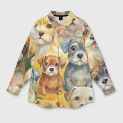 Красочный паттерн с щенками – Женская рубашка oversize 3D с принтом купить