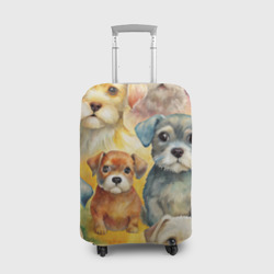 Красочный паттерн с щенками – Чехол для чемодана 3D с принтом купить