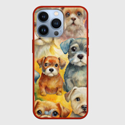 Красочный паттерн с щенками – Чехол для iPhone 13 Pro с принтом купить