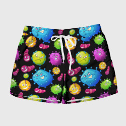 Женские шорты 3D Смешные бактерии  паттерн