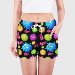 Женские шорты 3D Смешные бактерии  паттерн - фото 2
