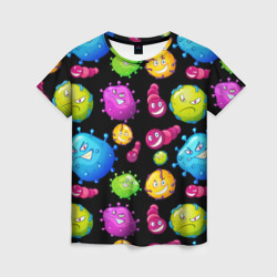 Смешные бактерии  паттерн – Женская футболка 3D с принтом купить со скидкой в -26%