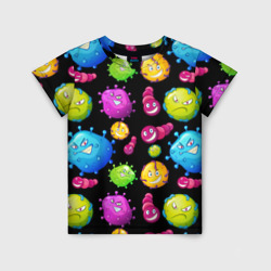 Смешные бактерии  паттерн – Детская футболка 3D с принтом купить со скидкой в -33%