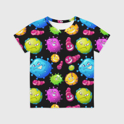 Детская футболка 3D Смешные бактерии  паттерн