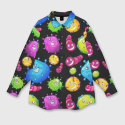 Смешные бактерии  паттерн – Женская рубашка oversize 3D с принтом купить