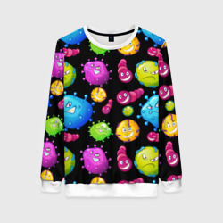 Женский свитшот 3D Смешные бактерии  паттерн