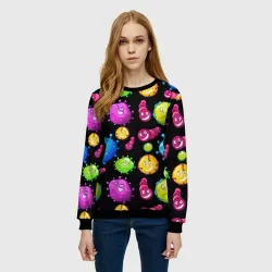 Женский свитшот 3D Смешные бактерии  паттерн - фото 2