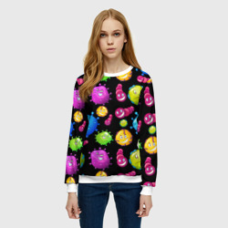 Женский свитшот 3D Смешные бактерии  паттерн - фото 2
