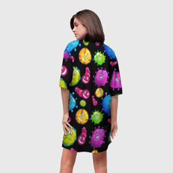 Платье с принтом Смешные бактерии  паттерн для женщины, вид на модели сзади №2. Цвет основы: белый