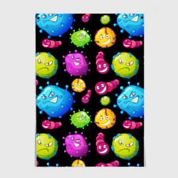 Постер Смешные бактерии  паттерн