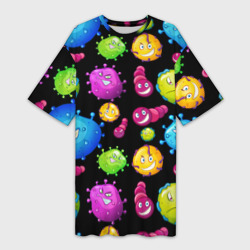 Смешные бактерии  паттерн – Платье-футболка 3D с принтом купить