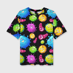 Смешные бактерии  паттерн – Женская футболка oversize 3D с принтом купить со скидкой в -50%