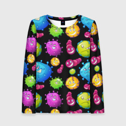 Женский лонгслив 3D Смешные бактерии паттерн