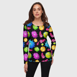 Женский лонгслив 3D Смешные бактерии паттерн - фото 2