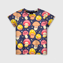 Веселые грибочки  паттерн – Детская футболка 3D с принтом купить со скидкой в -33%
