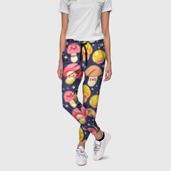 Веселые грибочки  паттерн – Женские брюки 3D с принтом купить