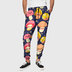 Веселые грибочки  паттерн – Мужские брюки 3D с принтом купить
