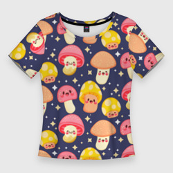Веселые грибочки  паттерн – Женская футболка 3D Slim с принтом купить