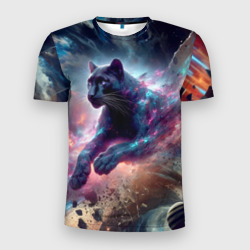 Космическая пантера - нейросеть – Мужская футболка 3D Slim с принтом купить со скидкой в -9%