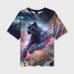 Космическая пантера - нейросеть – Женская футболка oversize 3D с принтом купить со скидкой в -50%