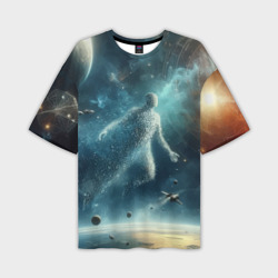 Человек и космос - нейросеть – Мужская футболка oversize 3D с принтом купить со скидкой в -50%