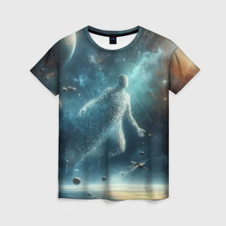 Человек и космос - нейросеть – Женская футболка 3D с принтом купить со скидкой в -26%