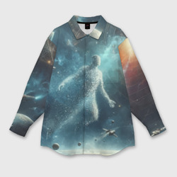 Человек и космос - нейросеть – Женская рубашка oversize 3D с принтом купить