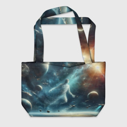 Человек и космос - нейросеть – Пляжная сумка 3D с принтом купить