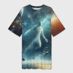 Человек и космос - нейросеть – Платье-футболка 3D с принтом купить