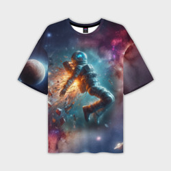 Космонавт в открытом космосе - нейросеть – Мужская футболка oversize 3D с принтом купить со скидкой в -50%