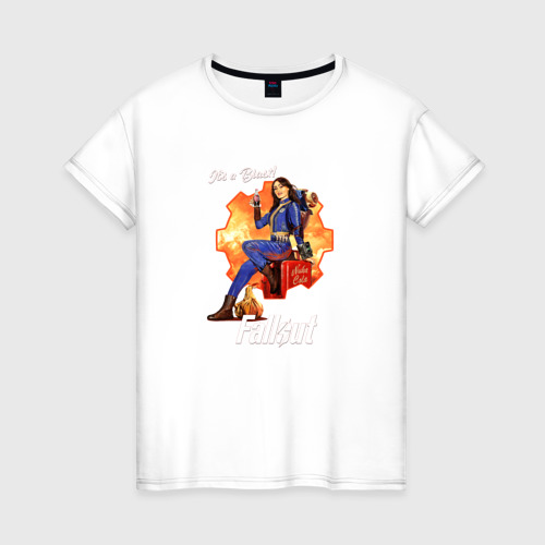 Женская футболка из хлопка с принтом Nuka Cola and Lucy MacLean Fallout, вид спереди №1