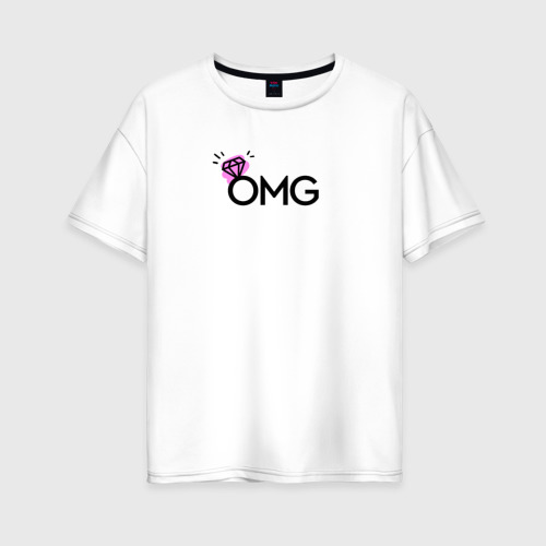 Женская футболка из хлопка оверсайз с принтом Omg - wedding, вид спереди №1