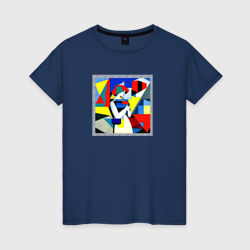 Девушка с телефоном в абстрактном стиле – Женская футболка хлопок с принтом купить со скидкой в -20%