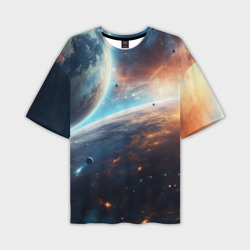 Космос и    планеты – Мужская футболка oversize 3D с принтом купить со скидкой в -50%