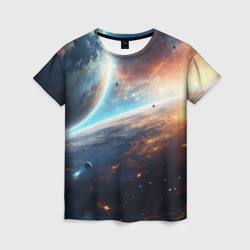 Космос и    планеты – Женская футболка 3D с принтом купить со скидкой в -26%