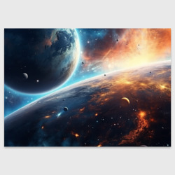 Космос и    планеты – Поздравительная открытка с принтом купить