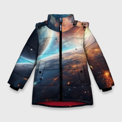Космос и    планеты – Зимняя куртка для девочек 3D с принтом купить