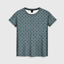 Королевский бирюзовый паттерн – Женская футболка 3D с принтом купить со скидкой в -26%