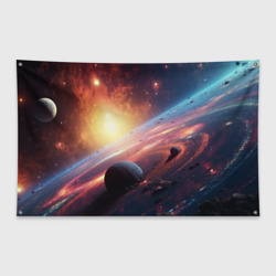Фантастика космос и  планета – Флаг-баннер с принтом купить