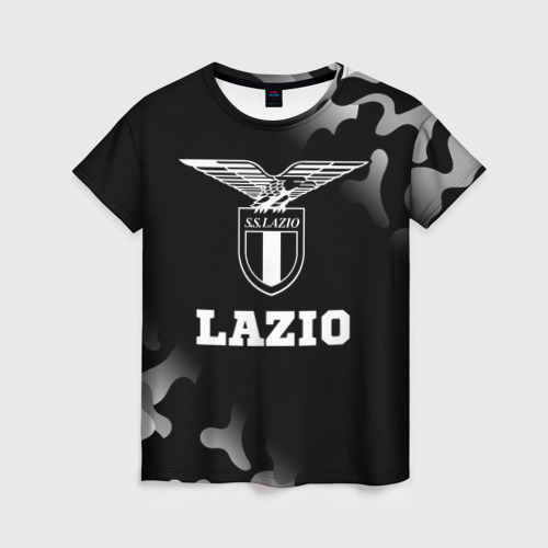 Женская футболка с принтом Lazio sport на темном фоне, вид спереди №1