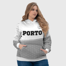 Толстовка с принтом Porto sport на светлом фоне посередине для женщины, вид на модели спереди №4. Цвет основы: белый