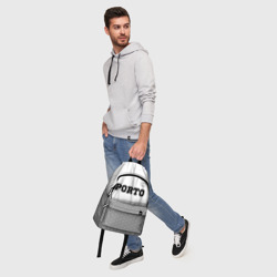 Рюкзак с принтом Porto sport на светлом фоне посередине для любого человека, вид спереди №5. Цвет основы: белый
